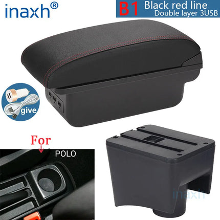 For Volkswagen POLO Armrest new For VW POLO Mk5 6R Vento Car Armrest box Interior Parts Storage Box Car Accessories 2012-2018USB
