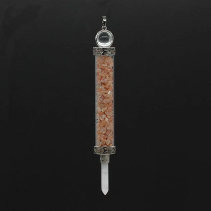 KFT Natural Healing Crystal Quartz Tourmaline Lapis Lazuli Long Pillar Wishing Bottle Reiki Stone Pendulum Pendant Jewelry