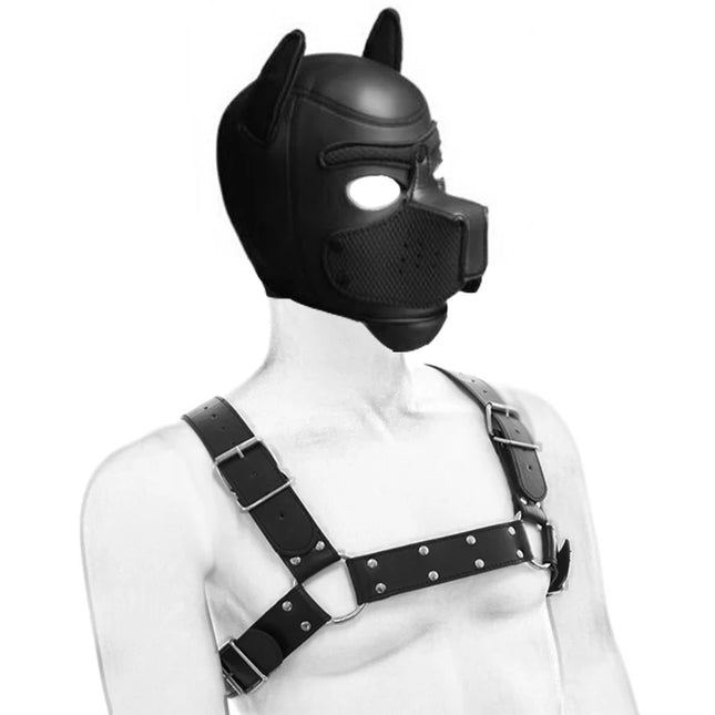 SexShop Puppy Play Dog Hood Mask Neck Collar Bdsm Bondage Chest Harness Strap Dog Tail Butt Plug Adult Game Sex Toys For Couples