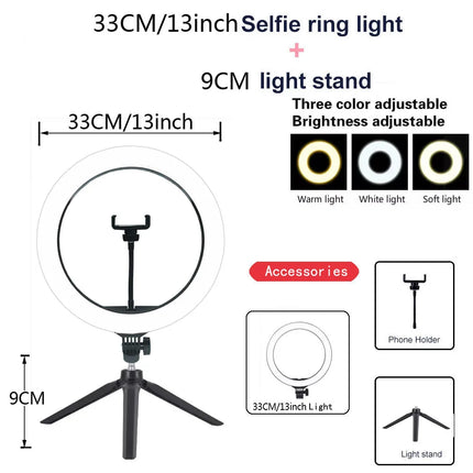 26 33CM Video Lights Dimmable Light Selfie LED Ring Light USB Ring Lighting Lamp With Tripod Stand To Make Youtube Ringlight