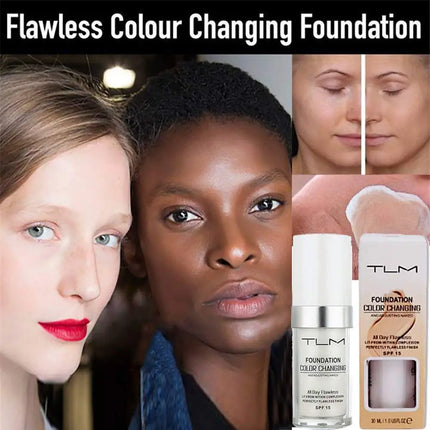 New TLM Foundation Magic Color Changing Foundation Liquid Soft Matte Long Lasting Hydrating Makeup Base maquiagem