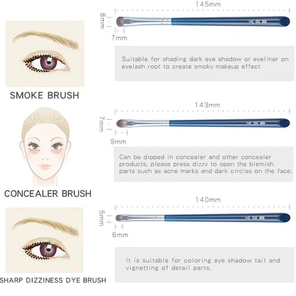 MyDestiny Azure Blue 11pcs Makeup Brush Set&Kit  Super Soft Fiber, High Quality Face&Eye Foundation Eyeshadow  Powder Brush