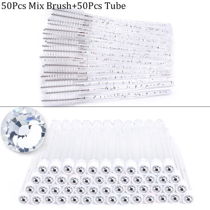 Reusable Eyebrow Brush Tube Eye Lash Brush Replaceable Mascara Wands Dust-proof Sparkling Diamond Eyelash Extension Makeup Tools