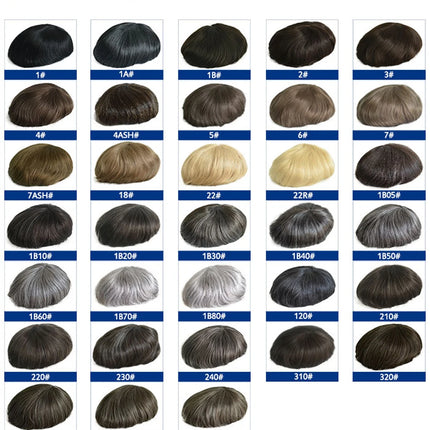 0.02-0.04mm Super Thin Skin Men's Toupee Natural Indian Human Hair Male Wig Prosthesis Hair System For Men Free Shipping
