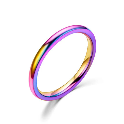 2020 Hot Fashion 2MM Thin Titanium Steel Couple Ring Simple  Rose Gold Color Finger Ring For Women And Men Gifts