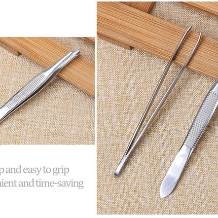 2Pcs/Set Professional Slanted/Flat Stainless Steel Hair Removal Clip Eyebrow Face Hair Remover Tweezers Eyebrow Plucking Tools