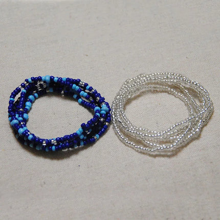 2 Pcs Sexy Summer Waist Bead Chains African Belly Beads Colorful Beach Bikini Body Belly Chain Elastic Jewelry for Women Girls