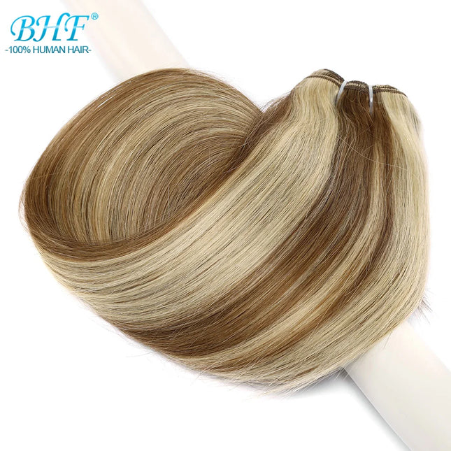 BHF Straight Human Hair Weft Platinum Blonde European Remy 100% Human Hair Weave Bundles Extensions