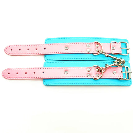 Adjustable PU Leather Handcuffs Ankle Cuff Collar Bdsm Toys Bondage Set Sex Toys Restraints Exotic Accessories Adult Toys
