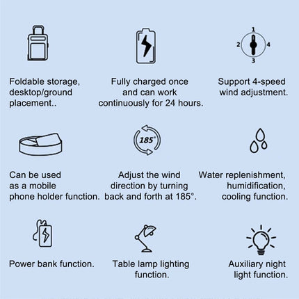 Portable USB Mobile Power Humidifying Spray Illumination Small Fan 2026 New Folding Retractable Design for Home Office Outdoor