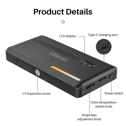 Ulanzi VL200 Led Video Light With Soft Diffuser 360°Ball Head 5000mAh 2500-9000k Fill Panel Lamp Camera Light for Youtube