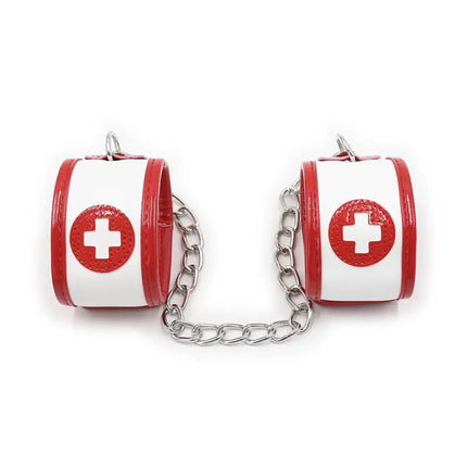 3pcs/Set Fetish Sexy BDSM Bondage Nurse Handcuff and Foot Cuff Eye MaskSex Toy for Couple Adult Game Bondage Erotic Accessories