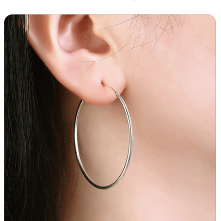 SOMILIA SOMILIA Platinum Big Hoop Earrings for Women, 925 Sterling Silver Jewelry Female Fashion Women Earrings 10-90mm For Gift