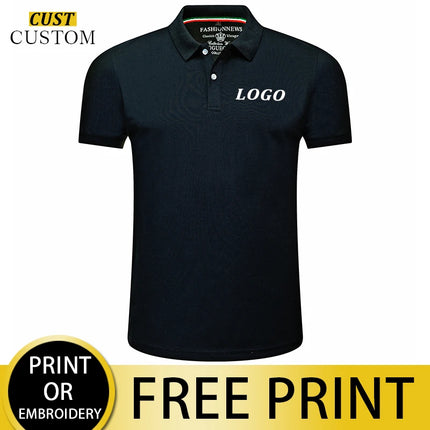 Custom Logo Printing/Embroidery Polo Shirts 100% Polyester Breathable Male Polo Employee Polo Shirt Uniform Top Shirts For Men