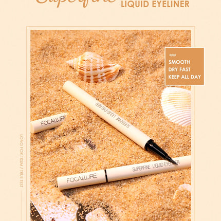 FOCALLURE Soft Black Liquid Waterproof Eyeliner Long Lasting Extra Fine Makeup for Eyes Cosmetics