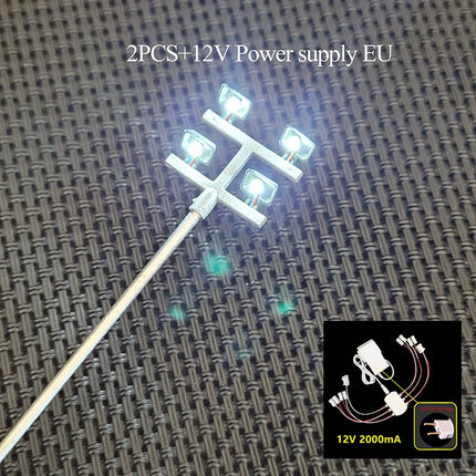 Ho Scale Model Lamp Tower Lighting 12v Model Lights Layout Lamppost Train Playground Stadium Overhead Light Warm/cold White