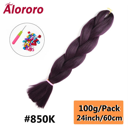 24 Inch Jumbo Braids for Hair Extensions Purple Synthetic Braiding Hair Accessories 100G/Pack Women DIY Hair for Crochet Braid