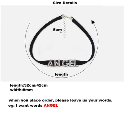 Rhinestone Letter DADDY QUEEN Personalized Custom Name Necklace for Women Fashion Leather Choker Collar DIY Cosplay Jewelry Gift