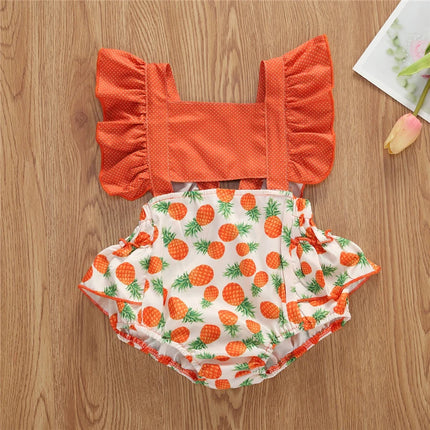 2021 Summer Newborn Baby Girls Rompers Flamingo pineapple Print Sleeveless Backless Jumpsuits 0-24M Baby Clothing