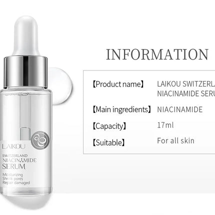 LAIKOU Nicotinamide Serum Whitening Face Serum Ampoule Essence Moisturizing Anti-Aging Anti-Wrinkle Shrink Pores Skin Care Serum