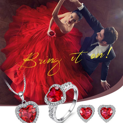 JewelryPalace Heart Love 2.5ct Created Red Ruby 925 Sterling Silver Ring for Women Gemstone Jewelry