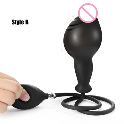 Inflatable Silicone Penis/Ball Gag Oral Dildo Open Mouth Plug Expandable Pump Big Anal Butt Plug Vibrator BDSM Flirt Sex Tools