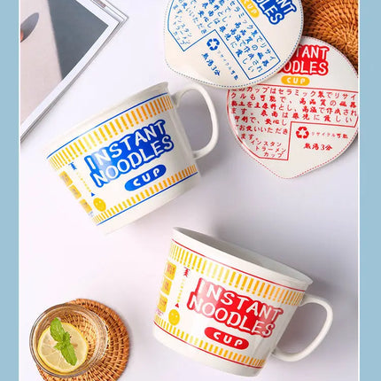 ins style creative instant noodle ceramic Cup bowl with cover bento box Student lunch box instant noodle Bowl soup Bowl set