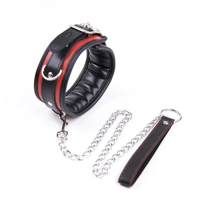 New Style Leather Sponge Bondage Collar With Metal Chain Sex Toys For Adults Bdsm Bondage Adult Erotic Games