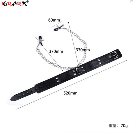 Leather Choker Neck Collar Metal Chain Nipple Breast Clamp Clip Bdsm Bondage Slave Erotic Sex Toys For Women Couples Adult Games