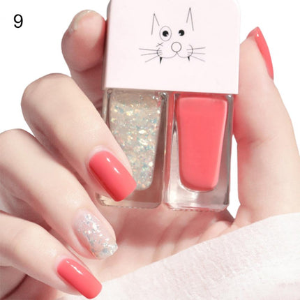 Manicure Water-based Bright Scrub Can Tear Gemini Nail Polish Two Bottles Set Twin Nail Polish Combination Glitter Nal Art Tools