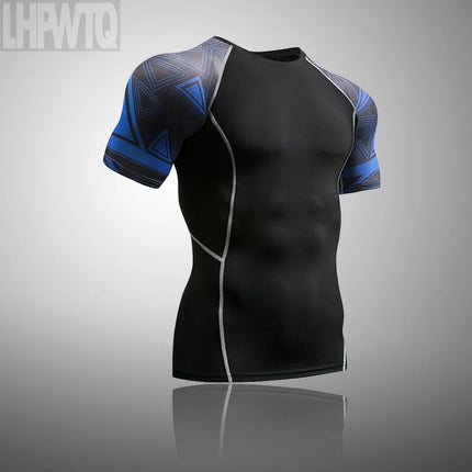 Men's Running Tights T-Shirt Compressed shirt Short sleeve t-shirt Top for fitness MMA rashguard Men Outdoor Sports track suit