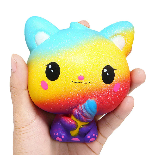 Squishy Slow Rebound Ice Cream Cat Cute Animal Stress Relief Toys, Cure Office Stress Reliever Vent Fidget Toys for Kids Adults