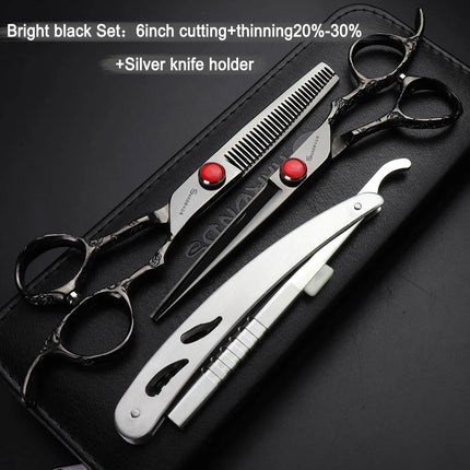 6/7 inch Japan440c Steel Professional Barber Scissors Hair Design Tool Barber Scissors Hairstylist Hairdressing Scissors Salon