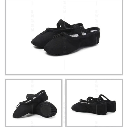 Girls Ballet Shoes Canvas Flat Ballet Dancing Slippers Dance Shoes For Adult Women Kids Children Classic Split-Sole Soft Leather