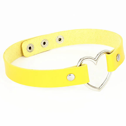 Punk Women Ladies Accessories Goth Japanese Harajuku Kawaii Lolita Jewelry PU Leather Collar Heart Necklace Bdsm Body Harness