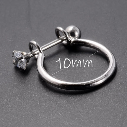 1pc Ear Tragus Cartilage Ring Stainless Steel Barbell With Cz Hoop Cartilage Cuff Piercing Helix Daith Rook Lobe Earrings