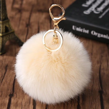 Trinket Fluffy Artificial Rabbit Fur Ball Key Chain 8cm Pompons Keychain 21 Color Women Car Bag Key Ring Hang Jewelry