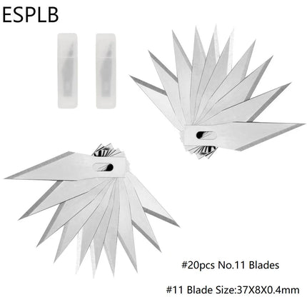 Engraving Non-Slip Metal Scalpel Knife Kit + 50/20/10/5pcs #11 Blades Cutter Craft Knives for Mobile Phone PCB Repair Hand Tools