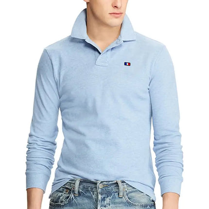 XS-5XL Fashion Sportswear High Quality New-Design Men's Polos Shirts Long Sleeve 100% Cotton Casual Polos Homme Lapel Male Tops