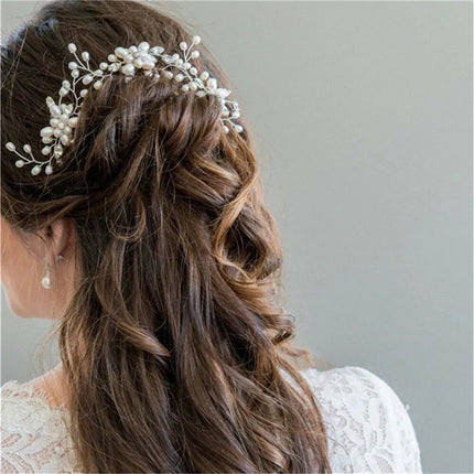 Crystal Pearl Tiaras Hairbands Hairpins Bridesmaid Diamante Vine Decoration Hair Accessories Bridal Wedding Jewelry Headwear