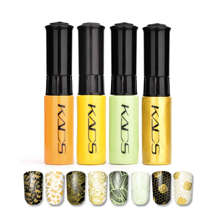 KADS 5/4 Pcs Stamping Varnish Set Nail Stamping Polish Kit Black Nail Art Polish Manicure Stamping Lacquer for Template Nails