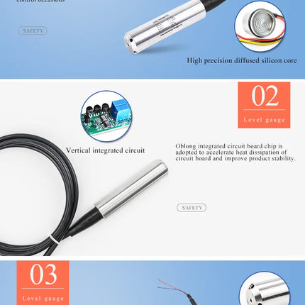 80M 4-20mA RS485 0.5-3V 0.5-5V level transmitter Controller level sensor water tank level indicator 80M