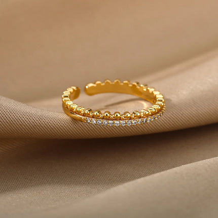 2025 Korean Fashion Adjustable Stainless Steel Rings For Women Simple Engagement Wedding Rings Fashion Jewelry Accessories Gift