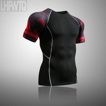 Men's Running Tights T-Shirt Compressed shirt Short sleeve t-shirt Top for fitness MMA rashguard Men Outdoor Sports track suit
