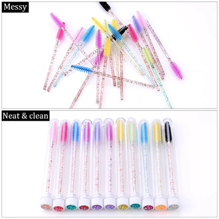 100pcs Diamond Eyebrow Brush Tube Empty Reusable Lash Mascara Wand Case Replaceable Crystal Eyelash Brush Dust-proof Makeup Tool