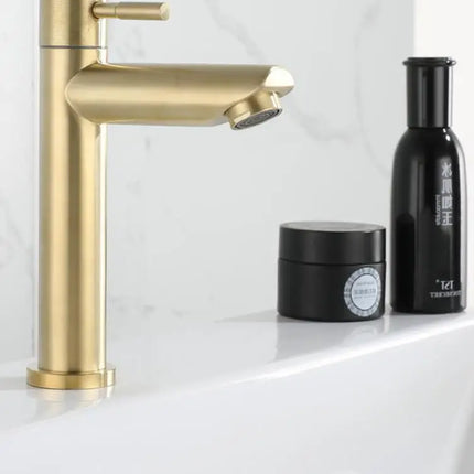 SUS304 single cold Tap brushed Gold basin faucet bathroom faucet Water Faucet Waterfall Bathroom Tap 304 Stell Stainless