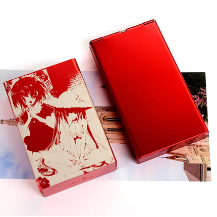 Animation Anime Derivatives Black Red Thin Slim Cigarette Case For Women Metal Aluminum Alloy Sliding Cigarette Box Man Custom