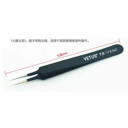 VETUS TS Stainless Steel Eyelashes Tweezers Anti-static Professional Volumn Eyelash Extension Eyebrow Makeup Tool