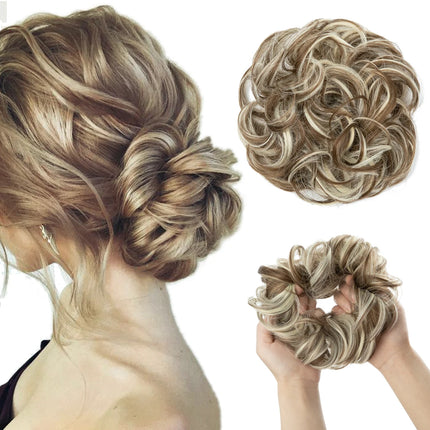 Synthetic Hair Bun Extensions Messy Curly Elastic Hair Scrunchies Hairpieces Synthetic Chignon Donut Updo Hair Pieces for Women