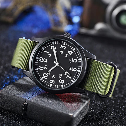 TPW Air Force Field Watch Fabric Strap 24 Hours Display Quartz Movement 42mm Dial